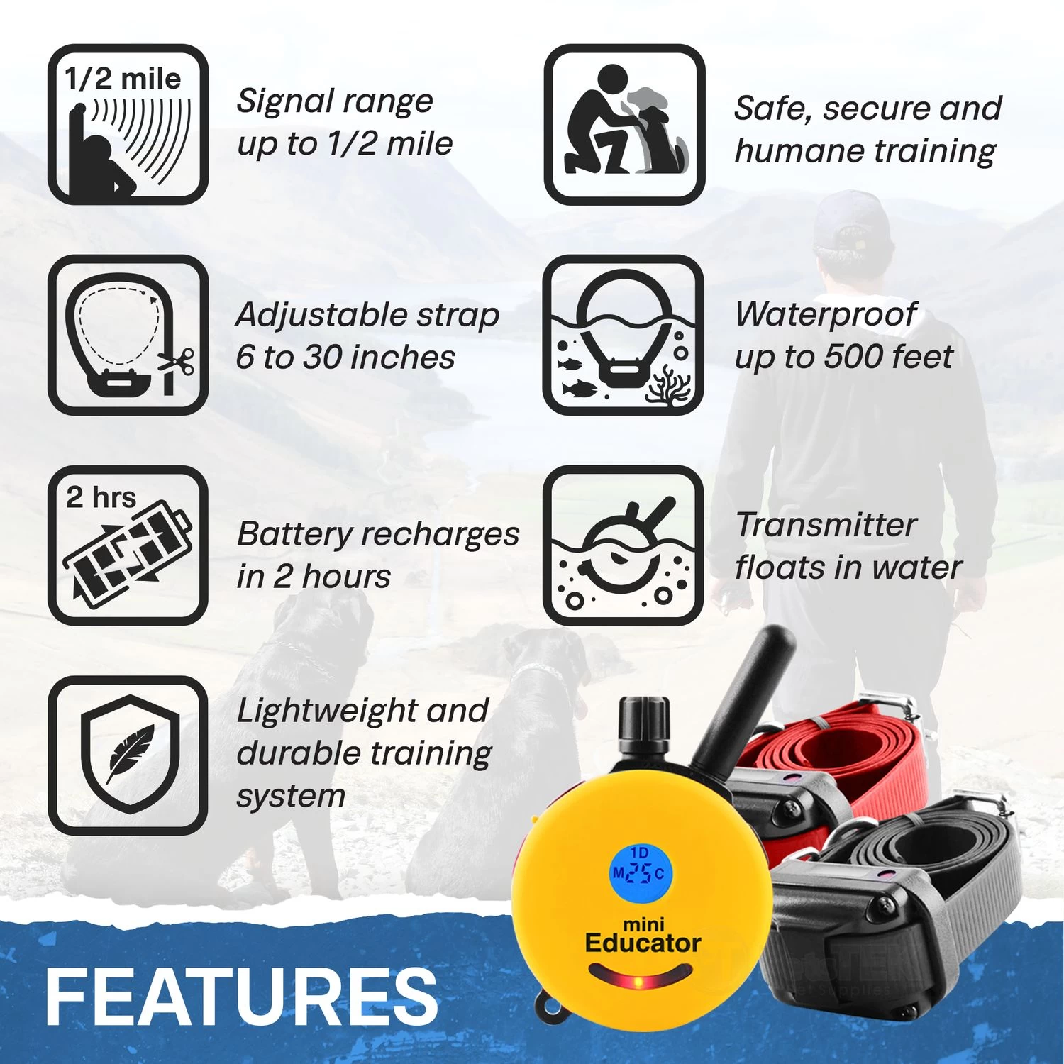 Mini Educator ET-302 Remote Dog Training Collar Yellow By E-Collar Technologies 2 Mini Educator ET-302 Remote Dog Training Collar Yellow By E-Collar Technologies - Image 2