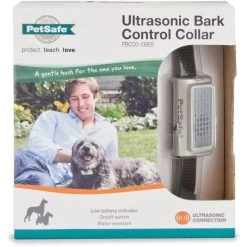 PetSafe - PBC00-13925 - Ultrasonic Bark Control Collar - Replaceable 3-Volts Lithium Batteries - No Bark Collar -PetSafe Store petsafe pbc00 13925 front of box of ultrasonic bark control collar