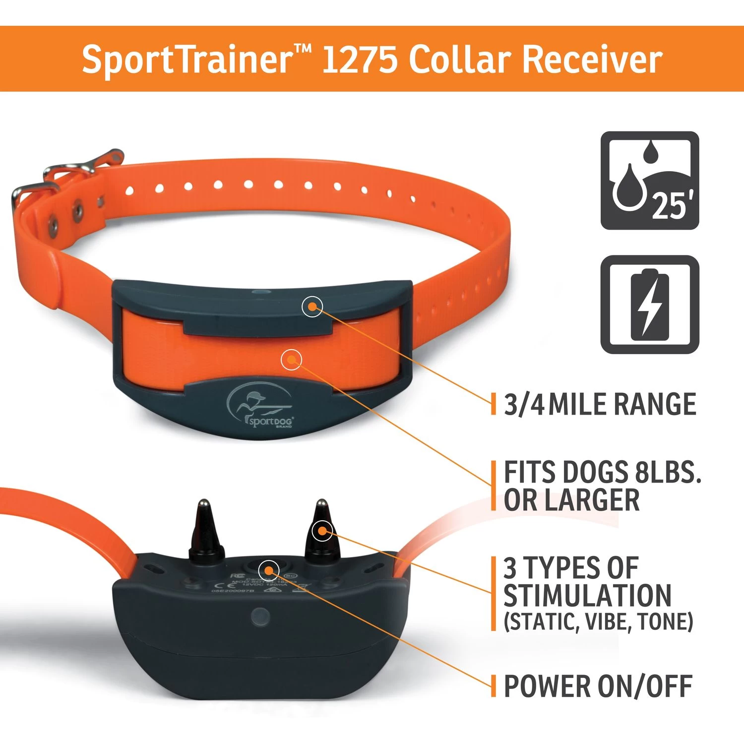 SportDOG - SD-1275E (Orange) - SportTrainer 1275 - 3/4 Mile - Remote Training Collar 2 SportDOG - SD-1275E (Orange) - SportTrainer 1275 - 3/4 Mile - Remote Training Collar - Image 2