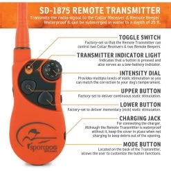 SportDOG - SD-1875 - UplandHunter 1875 - 1 Mile - Remote Training Collar 8 SportDOG - SD-1875 - UplandHunter 1875 - 1 Mile - Remote Training Collar -PetSafe Store sportdog sd 1875 uplandhunter remote training collar transmitter features