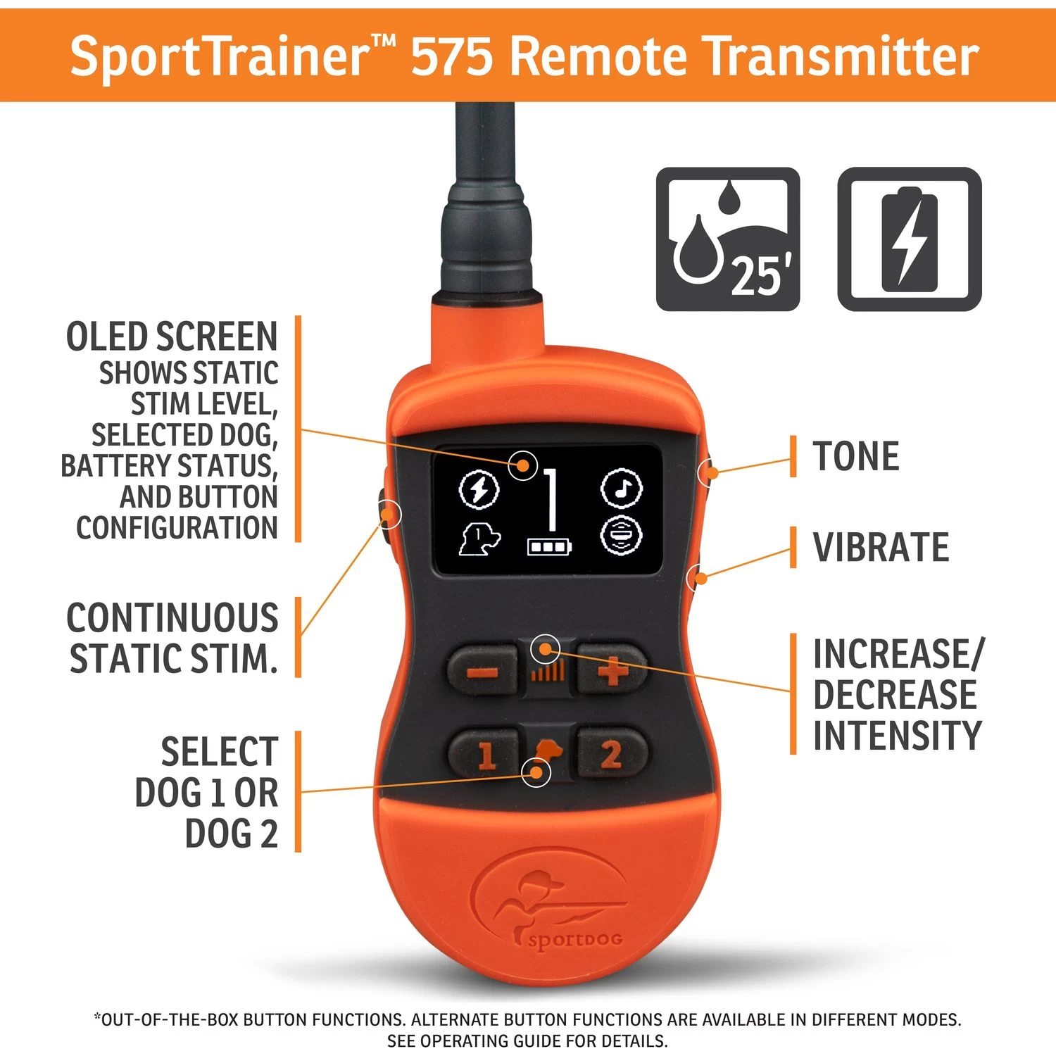 SportDog - SD-575E - SportTrainer 575 - Orange - 500 Yards - Remote Training Collar 3 SportDog - SD-575E - SportTrainer 575 - Orange - 500 Yards - Remote Training Collar - Image 3