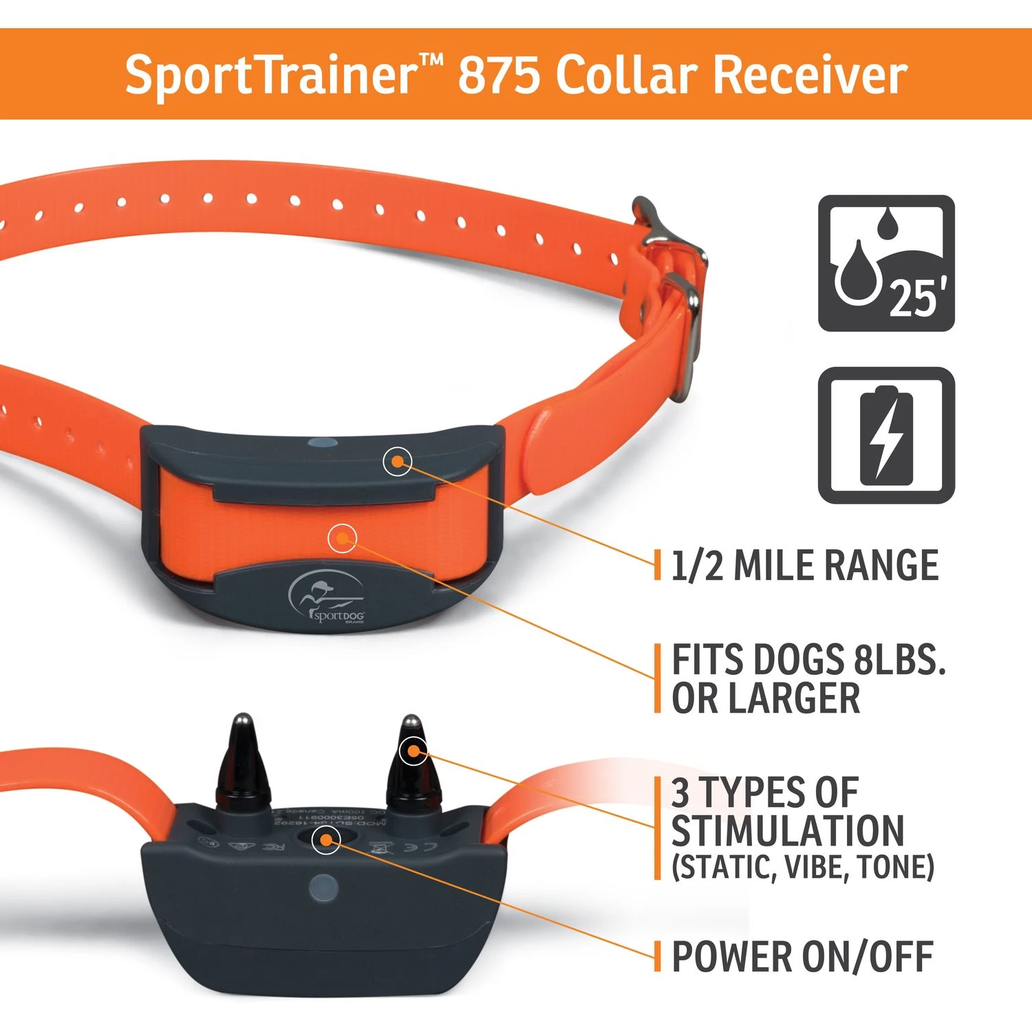 SportDOG - SD-875E - SportTrainer 875 - Orange - 1/2 Mile - Remote Training Collar 2 SportDOG - SD-875E - SportTrainer 875 - Orange - 1/2 Mile - Remote Training Collar - Image 2