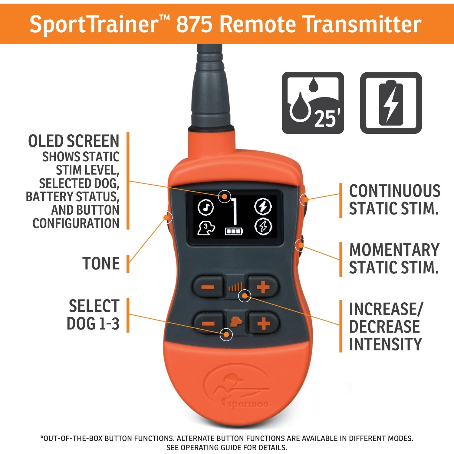 SportDOG - SD-875E - SportTrainer 875 - Orange - 1/2 Mile - Remote Training Collar 3 SportDOG - SD-875E - SportTrainer 875 - Orange - 1/2 Mile - Remote Training Collar - Image 3
