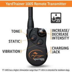 SportDOG - YT-100S - YardTrainer 100S - 100 Yards - Remote Training Collar 6 SportDOG - YT-100S - YardTrainer 100S - 100 Yards - Remote Training Collar -PetSafe Store sportdog yt 100s yardtrainer remote training collar transmitter features